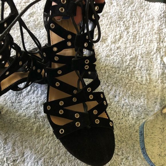 Yoko lace up / zip up black heeled 7.5 - Picture 8 of 9